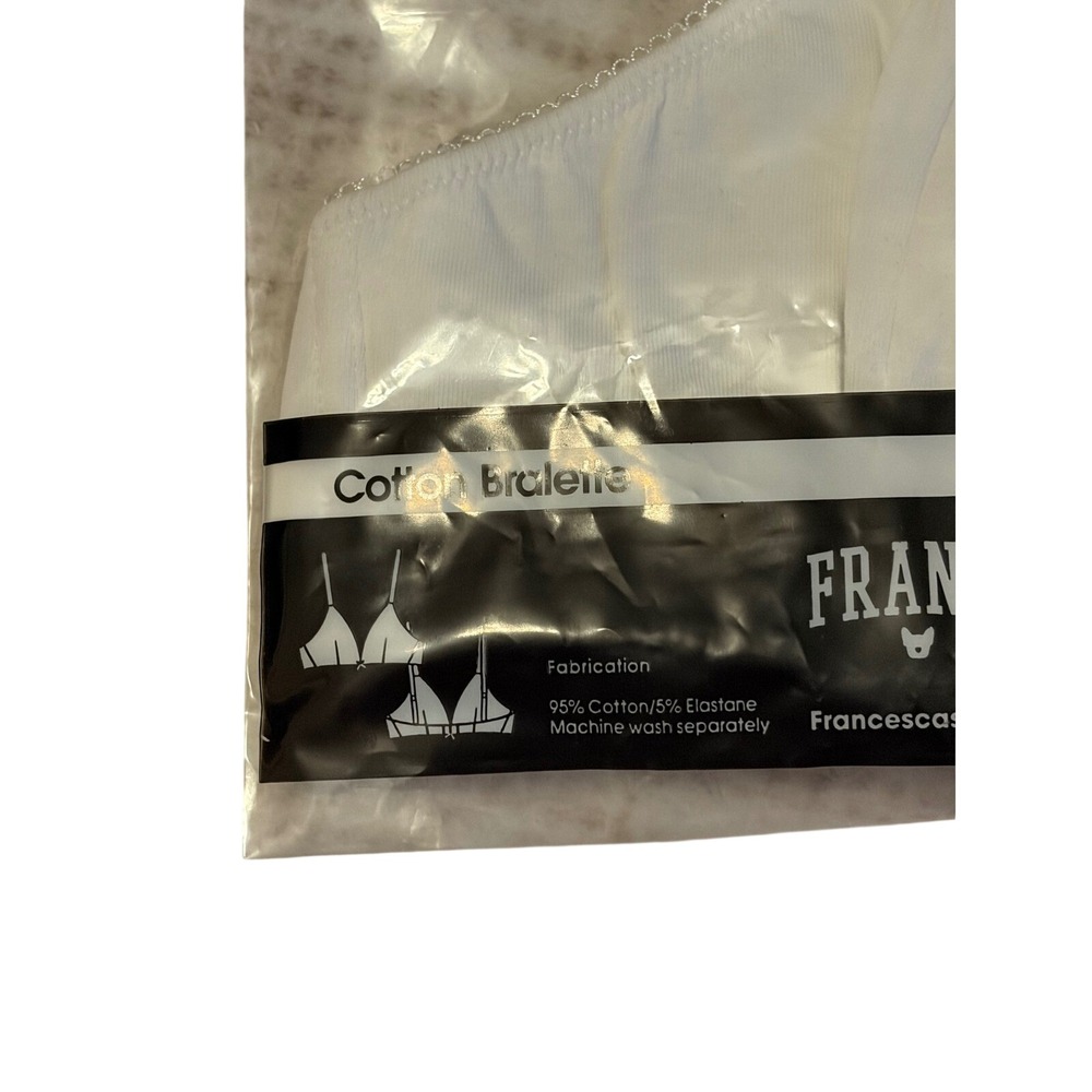 Franki by Francesca's Youth 12 White Cotton Triangle Bralette Scalloped Trim NEW - Picture 7 of 7